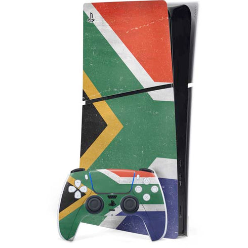 South Africa Flag Distressed PS5 Slim Digital Edition Console Skin